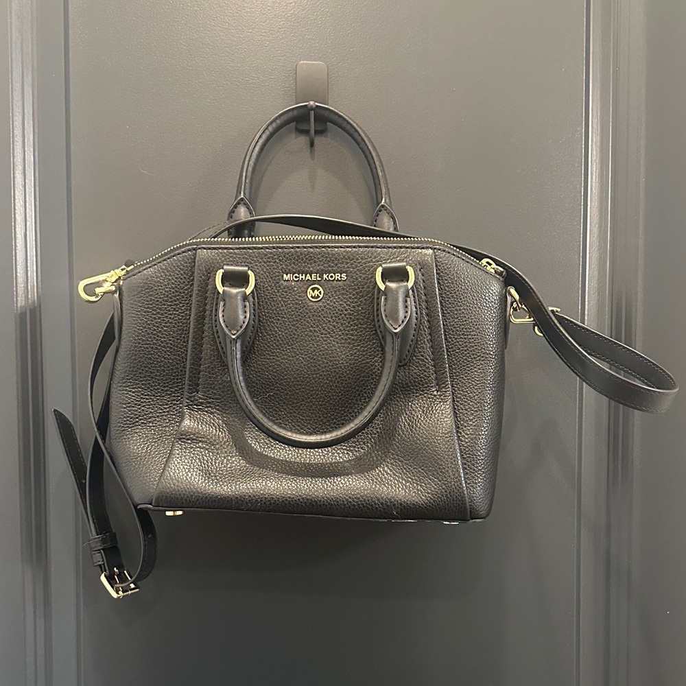 Michael Kors Black Satchel with Gold Accents